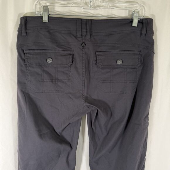 prAna Hiking Pants Women's 12 Dark Grey Nylon Snap Pockets 2 Button Zip - Picture 10 of 12